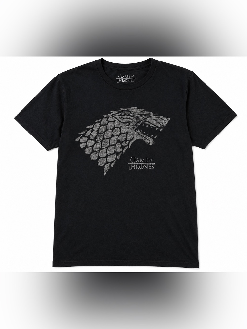 Game of Thrones House Stark Direwolf Black Graphic Tee Medium